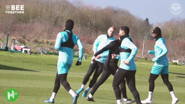 Eriksen's first training session at Brentford